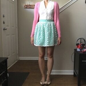 Modcloth Small Teal Floral Organza Skirt NWOT